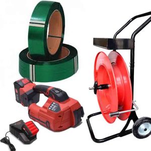 ARGON plastbandningssats 10-16mm PET/PP inkl. batteri och laddare + PET-band 12mm - bandvagn