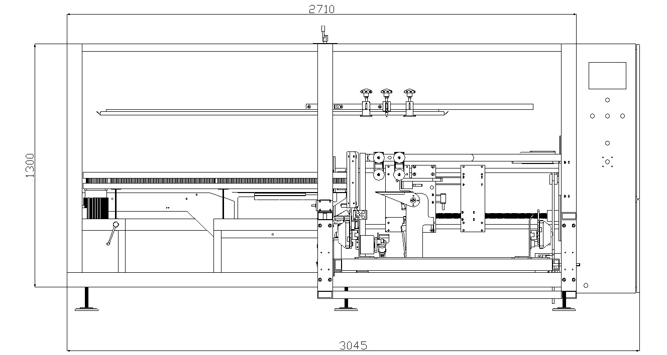 AUTOBOX kartongresare - Layout-ritning av maskin med horisontellt arbetsbord