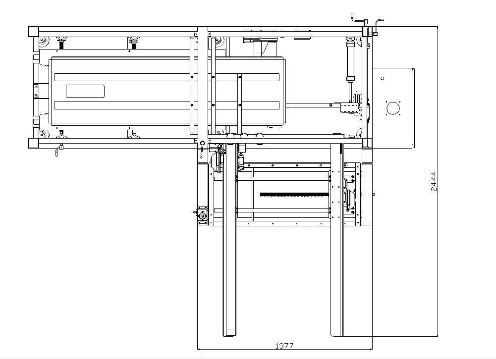 AUTOBOX kartongresare - Layout-ritning av maskin med horisontellt arbetsbord