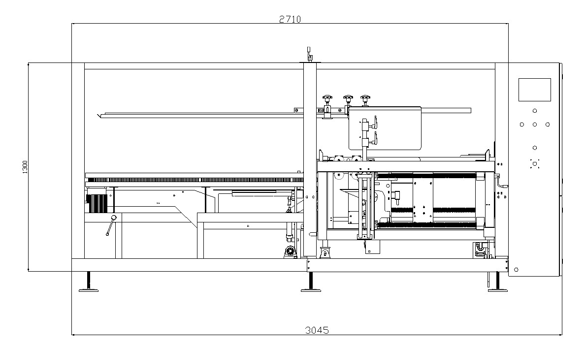 AUTOBOX kartongresare - Layout-ritning av maskin med lutande arbetsbord