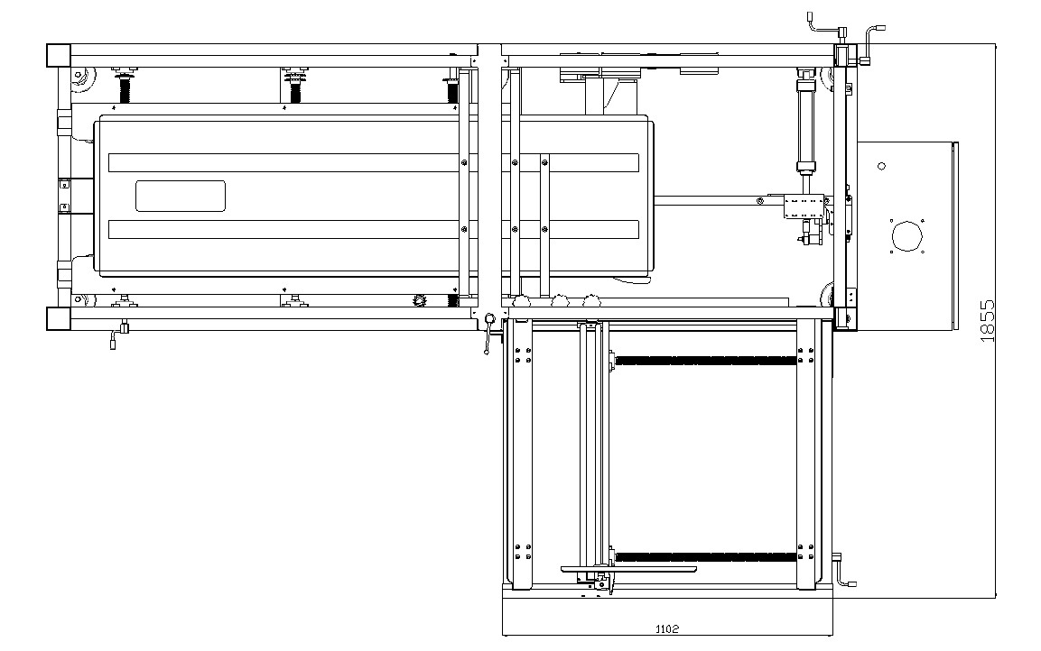 AUTOBOX kartongresare - Layout-ritning av maskin med lutande arbetsbord