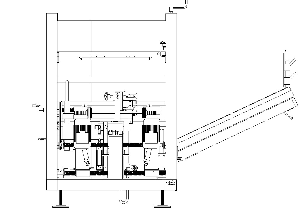 AUTOBOX kartongresare - Layout-ritning av maskin med lutande arbetsbord
